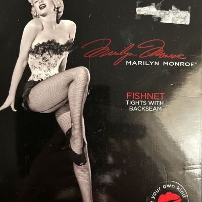 Marilyn Monroe Black Fishnet Fish Net  Backseam Nylons Women's size B